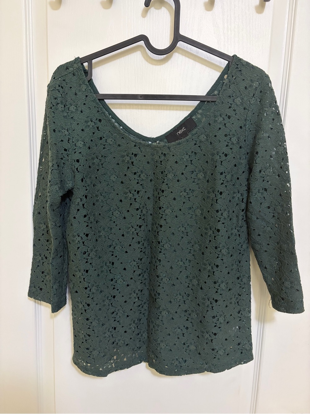 Women’s Lace Knit Scoop Neck Top - Moss Green | Size Medium